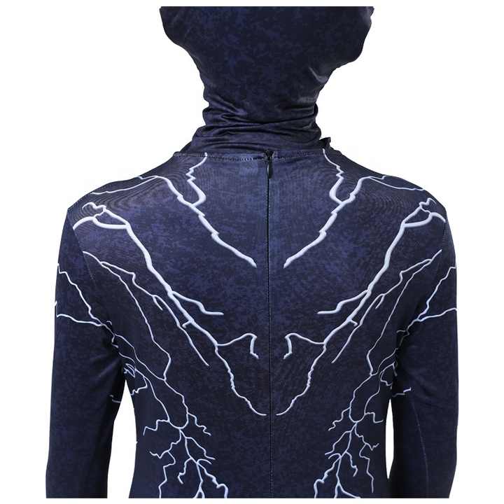 Costu Venom cu Fulgere pentru Copii, Set cu masca, Supererou, EvrikaUnity®, Premium Lycra 3D®, 5 - 6 ani, 130cm, Bleumarin - costumecarnaval - serbare.ro