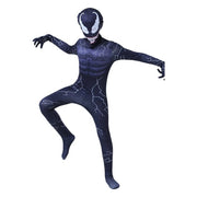 Costu Venom cu Fulgere pentru Copii, Set cu masca, Supererou, EvrikaUnity®, Premium Lycra 3D®, 6 - 7 ani, 140cm, Bleumarin - costumecarnaval - serbare.ro