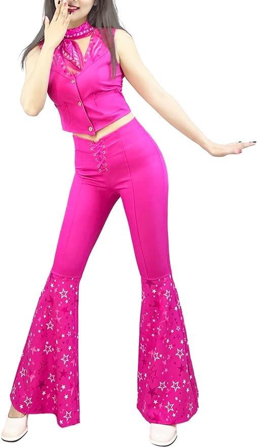 Costum Barbie pentru adulti, set cu esarfa, Barbieland, Tesatura premium, Masura S, Roz - costumecarnaval - serbare.ro