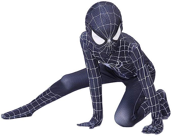 Costum Black Spiderman Copii, Supererou, Marvel, Lycra, 5 - 6 ani, 130, Negru - costumecarnaval - serbare.ro