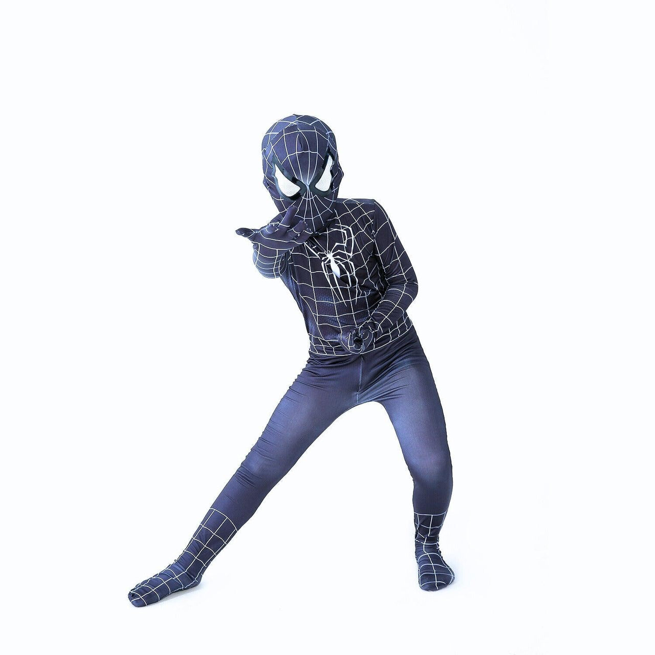 Costum Black Spiderman Copii, Supererou, Marvel, Lycra, 6 - 7 ani, 140, Negru - costumecarnaval - serbare.ro