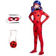 Costum Buburuza Miraculoasa pentru copii, Set cu masca si geanta, EvrikaUnity®, Ladybug, Premium Lycra 3D®, 6 - 7 ani, 140 cm, Roz - costumecarnaval - serbare.ro