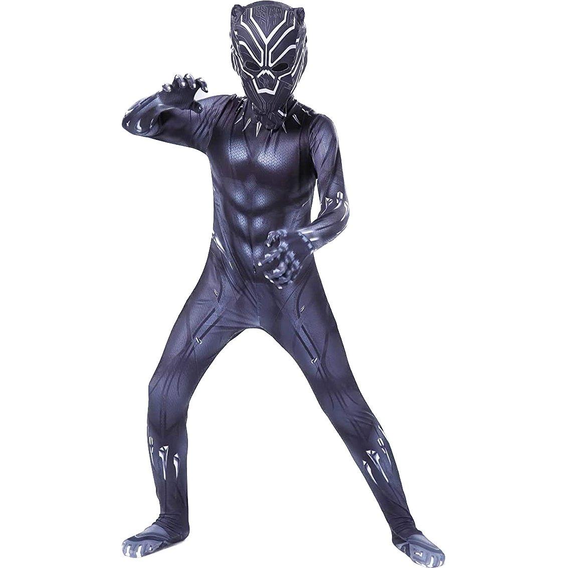 Costum copii Black Panther / Pantera Neagra, Marvel, Lycra, 3 - 4 ani, 105 - 115, Negru - costumecarnaval - serbare.ro