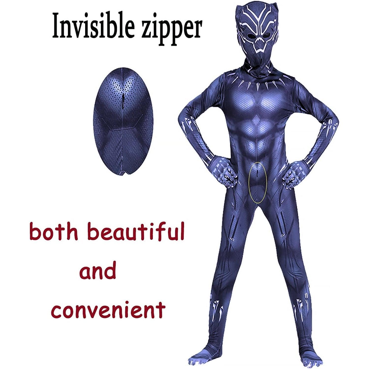 Costum copii Black Panther / Pantera Neagra, Marvel, Lycra, 3 - 4 ani, 105 - 115, Negru - costumecarnaval - serbare.ro