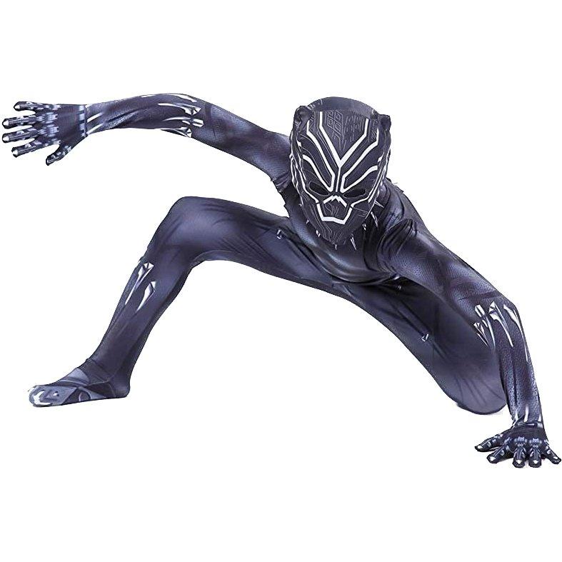 Costum copii Black Panther / Pantera Neagra, Marvel, Lycra, 3 - 4 ani, 105 - 115, Negru - costumecarnaval - serbare.ro