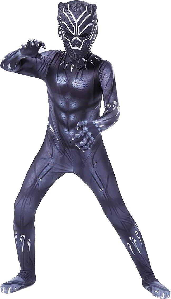 Costum copii Black Panther / Pantera Neagra, Marvel, Lycra, 7 - 8 ani, 145 - 155, Negru - costumecarnaval - serbare.ro