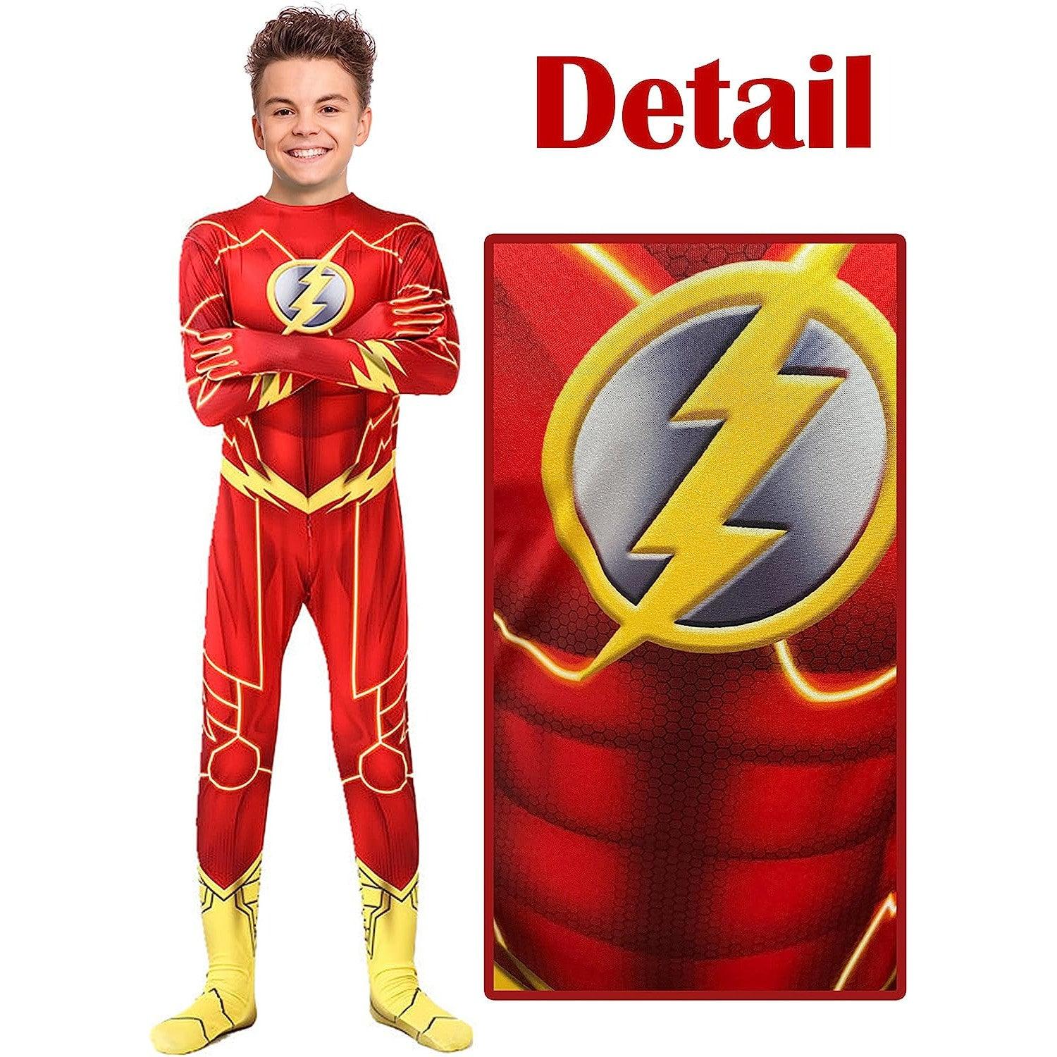 Costum Copii Flash, Marvel, Avengers, Lycra, 3 - 4 ani, 105 - 115, Rosu / Galben - costumecarnaval - serbare.ro