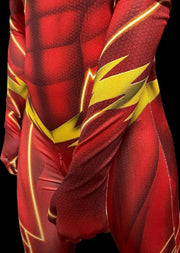Costum Copii Flash, Marvel, Avengers, Lycra, 5 - 6 ani, 115 - 125, Rosu / Galben - costumecarnaval - serbare.ro