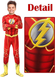 Costum Copii Flash, Marvel, Avengers, Lycra, 7 - 8 ani, 125 - 135, Rosu / Galben - costumecarnaval - serbare.ro