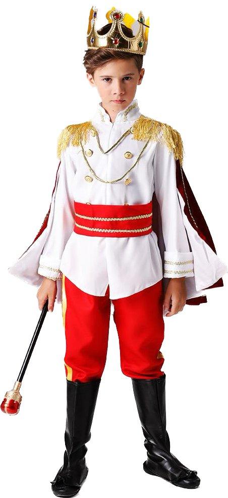 Costum copii Print Cenusareasa, Set cu Coronita si Sceptru, Tesaturi premium, 4 - 5 ani, 120, Alb / Rosu - costumecarnaval - serbare.ro