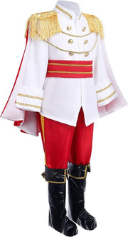 Costum copii Print Cenusareasa, Set cu Coronita si Sceptru, Tesaturi premium, 4 - 5 ani, 120, Alb / Rosu - costumecarnaval - serbare.ro