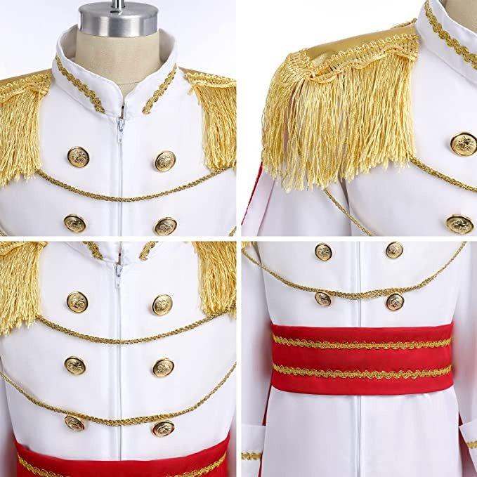 Costum copii Print Cenusareasa, Set cu Coronita si Sceptru, Tesaturi premium, 4 - 5 ani, 120, Alb / Rosu - costumecarnaval - serbare.ro