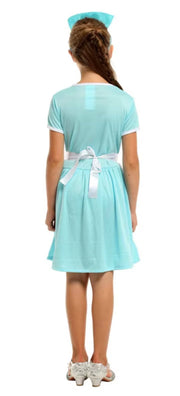 Costum de Asistenta Doctor pentru Copii, Set cu Bentita, EvrikaUnity®, Tesatura Premium, 110 cm, 3 - 4 ani, Turcoaz - costumecarnaval - serbare.ro