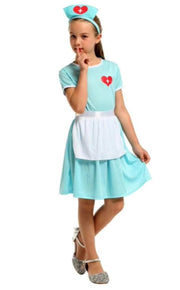 Costum de Asistenta Doctor pentru Copii, Set cu Bentita, EvrikaUnity®, Tesatura Premium, 110 cm, 3 - 4 ani, Turcoaz - costumecarnaval - serbare.ro