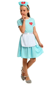 Costum de Asistenta Doctor pentru Copii, Set cu Bentita, EvrikaUnity®, Tesatura Premium, 130cm, 5 - 6 ani, Turcoaz - costumecarnaval - serbare.ro