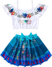Costum de baie/inot din 2 piese pentru fete, Mirabel Encanto, Premium Nylon, 3 - 4 ani, 110 cm, alb/ albastru - costumecarnaval - serbare.ro