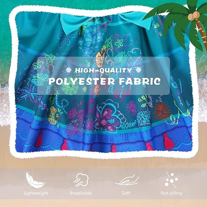 Costum de baie/inot din 2 piese pentru fete, Mirabel Encanto, Premium Nylon, 3 - 4 ani, 110 cm, alb/ albastru - costumecarnaval - serbare.ro