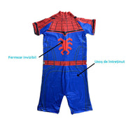 Costum de baie/inot intreg pentru copii, Spiderman, Supererou, Premium Nylon, 4 - 5 ani, 120 cm, Albastru/ Rosu - costumecarnaval - serbare.ro