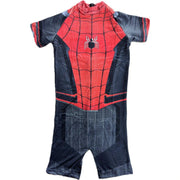 Costum de baie/inot intreg pentru copii, Spiderman, Supererou, Premium Nylon, 5 - 6 ani, 130 cm, Rosu/ Negru - costumecarnaval - serbare.ro
