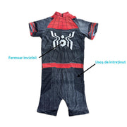 Costum de baie/inot intreg pentru copii, Spiderman, Supererou, Premium Nylon, 5 - 6 ani, 130 cm, Rosu/ Negru - costumecarnaval - serbare.ro