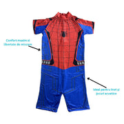 Costum de baie/inot intreg pentru copii, Spiderman, Supererou, Premium Nylon, 6 - 7 ani, 140 cm, Albastru/ Rosu - costumecarnaval - serbare.ro