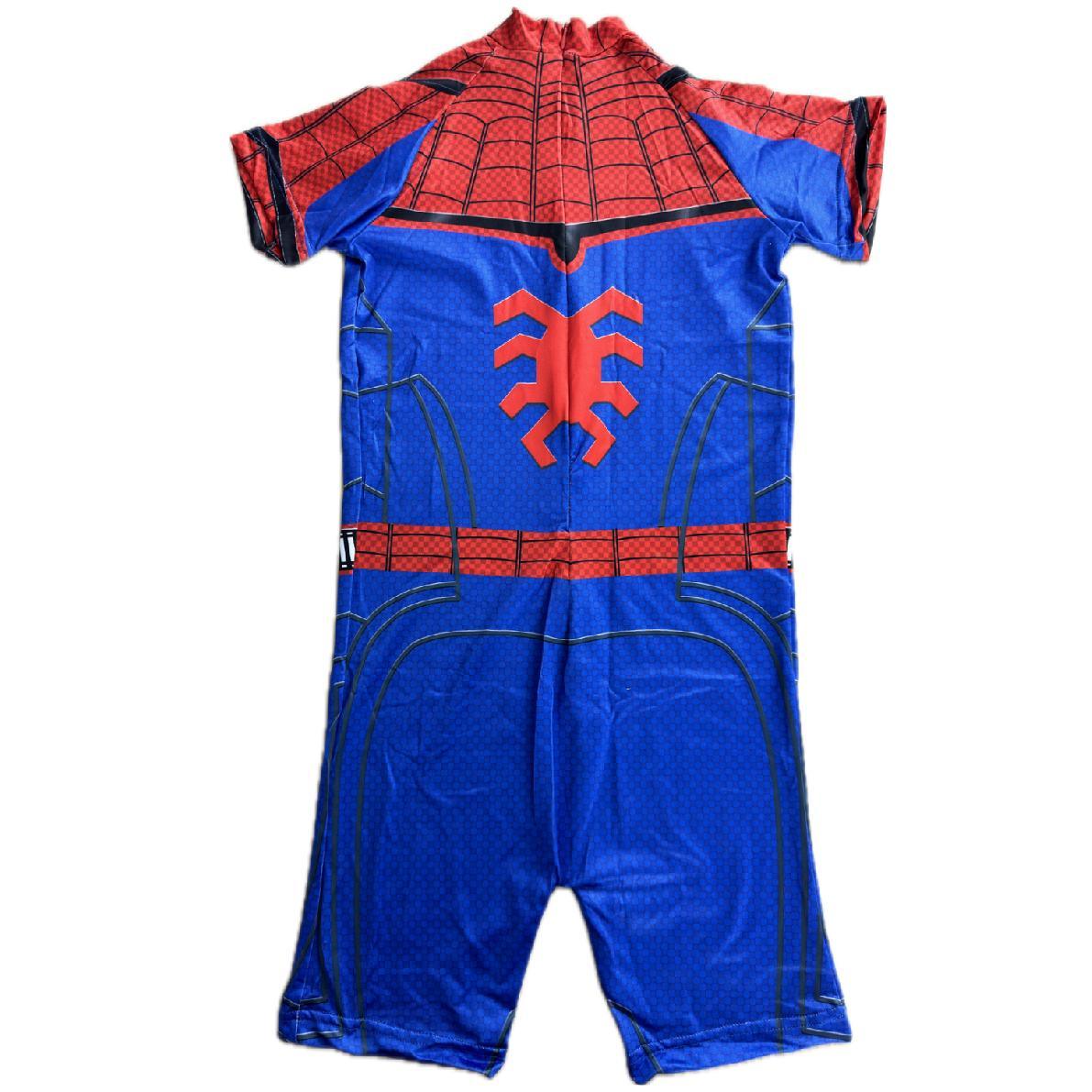 Costum de baie/inot intreg pentru copii, Spiderman, Supererou, Premium Nylon, 6 - 7 ani, 140 cm, Albastru/ Rosu - costumecarnaval - serbare.ro