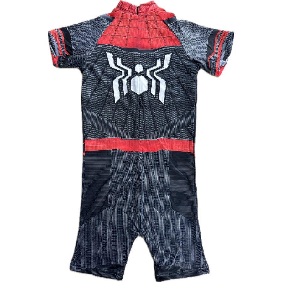 Costum de baie/inot intreg pentru copii, Spiderman, Supererou, Premium Nylon, 6 - 7 ani, 140 cm, Rosu/ Negru - costumecarnaval - serbare.ro