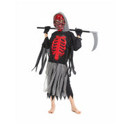Costum de Nemuritor pentru copii, Set cu masca si coasa, Tesatura fina, 6 - 7 ani, 140, Negru/ Rosu - costumecarnaval - serbare.ro