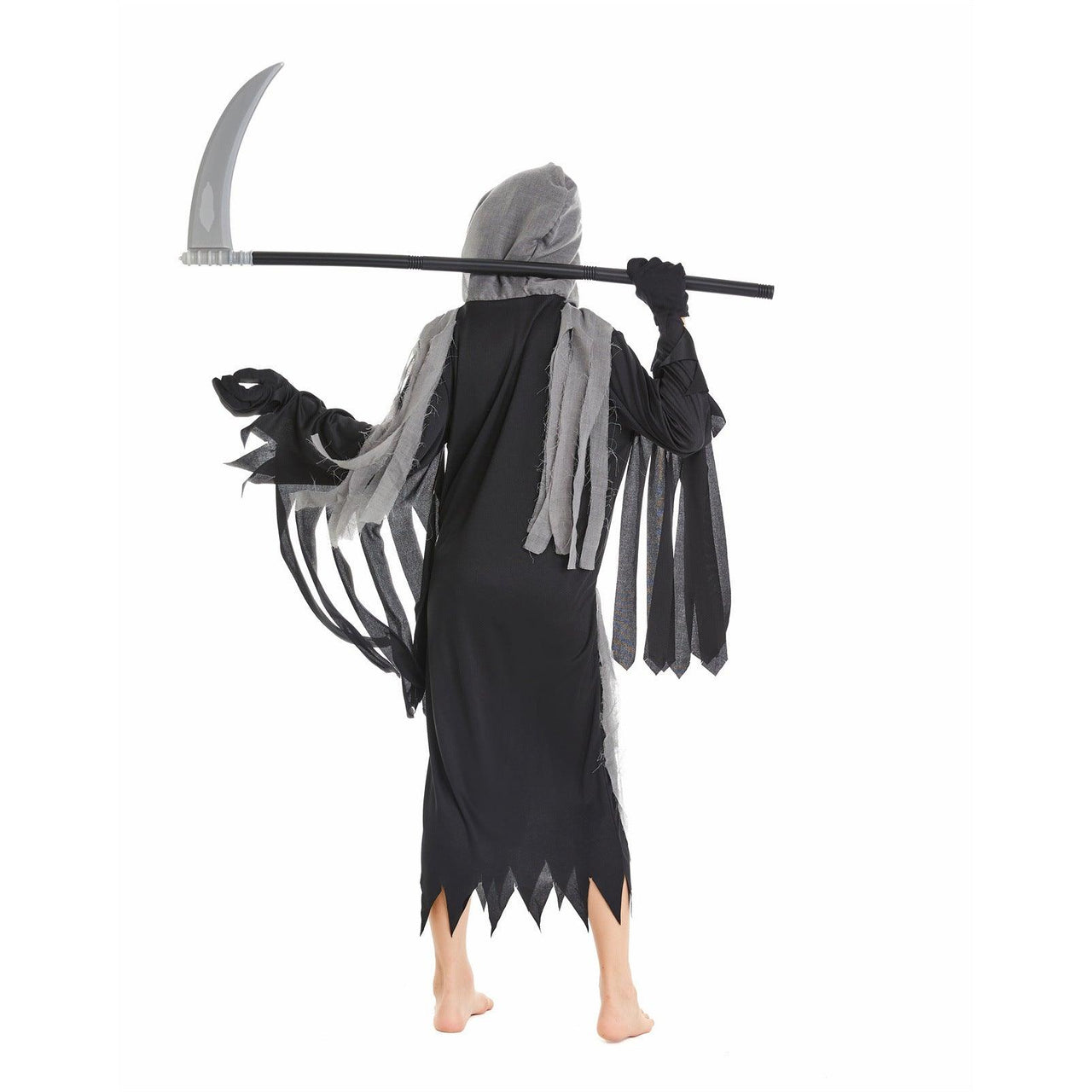 Costum de Nemuritor pentru copii, Set cu masca si coasa, Tesatura fina, 6 - 7 ani, 140, Negru/ Rosu - costumecarnaval - serbare.ro