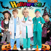 Costum Doctor pentru copii, Set cu Stetoscop de jucarie, Tesatura fina, 4 - 5 ani, 120, Alb/ Verde - costumecarnaval - serbare.ro