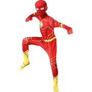 Costum Flash pentru copii, Set cu Masca, EvrikaUnity®, Supererou, Premium Lycra 3D®, 4 - 5 ani, 120 cm, Rosu/ Galben - costumecarnaval - serbare.ro