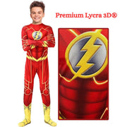 Costum Flash pentru copii, Set cu Masca, EvrikaUnity®, Supererou, Premium Lycra 3D®, 5 - 6 ani, 130 cm, Rosu/ Galben - costumecarnaval - serbare.ro