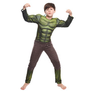 Costum Hulk cu Muschi pentru copii, Set cu Masca, Transforma - te in eroul tau preferet, EvrikaUnity®, Materiale Premium, 6 - 7 ani, 140cm, Verde - costumecarnaval - serbare.ro