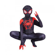 Costum Miles Morales pentru Copii, Spiderman Multiverse, EvrikaUnity®, Supererou, Premium Lycra 3D®, 5 - 6 ani, 130 cm, Negru/Rosu - costumecarnaval - serbare.ro