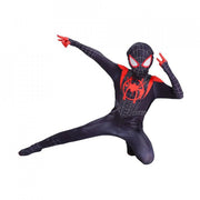Costum Miles Morales pentru Copii, Spiderman Multiverse, EvrikaUnity®, Supererou, Premium Lycra 3D®, 5 - 6 ani, 130 cm, Negru/Rosu - costumecarnaval - serbare.ro