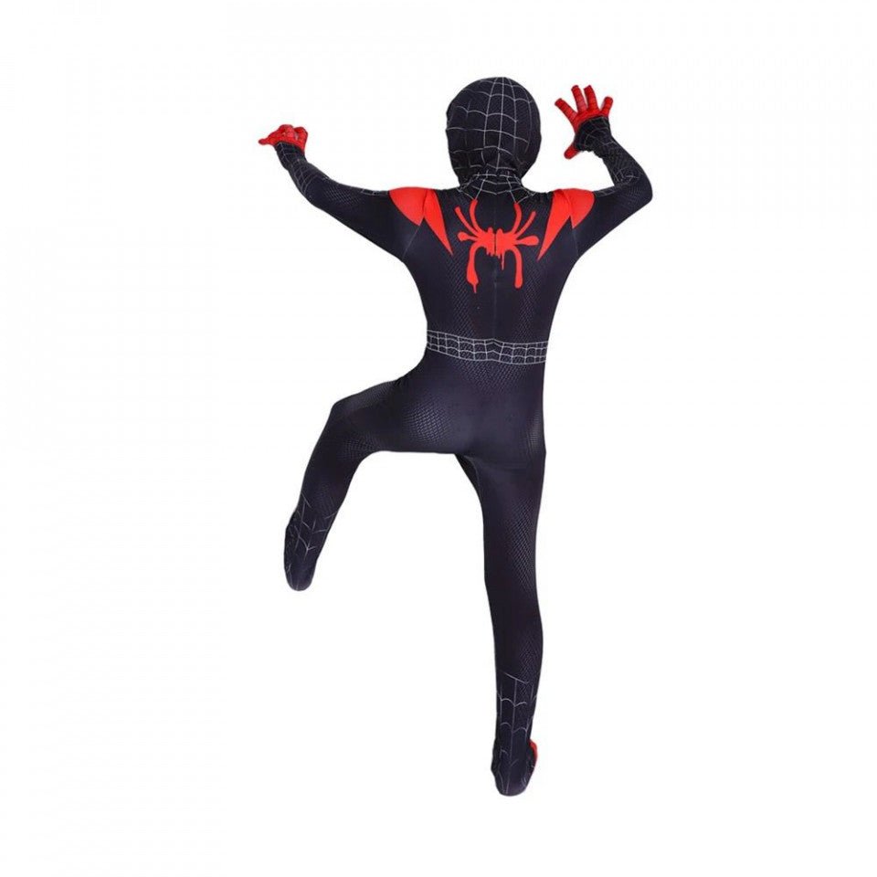 Costum Miles Morales pentru Copii, Spiderman Multiverse, EvrikaUnity®, Supererou, Premium Lycra 3D®, 6 - 7 ani, 140 cm, Negru/Rosu - costumecarnaval - serbare.ro