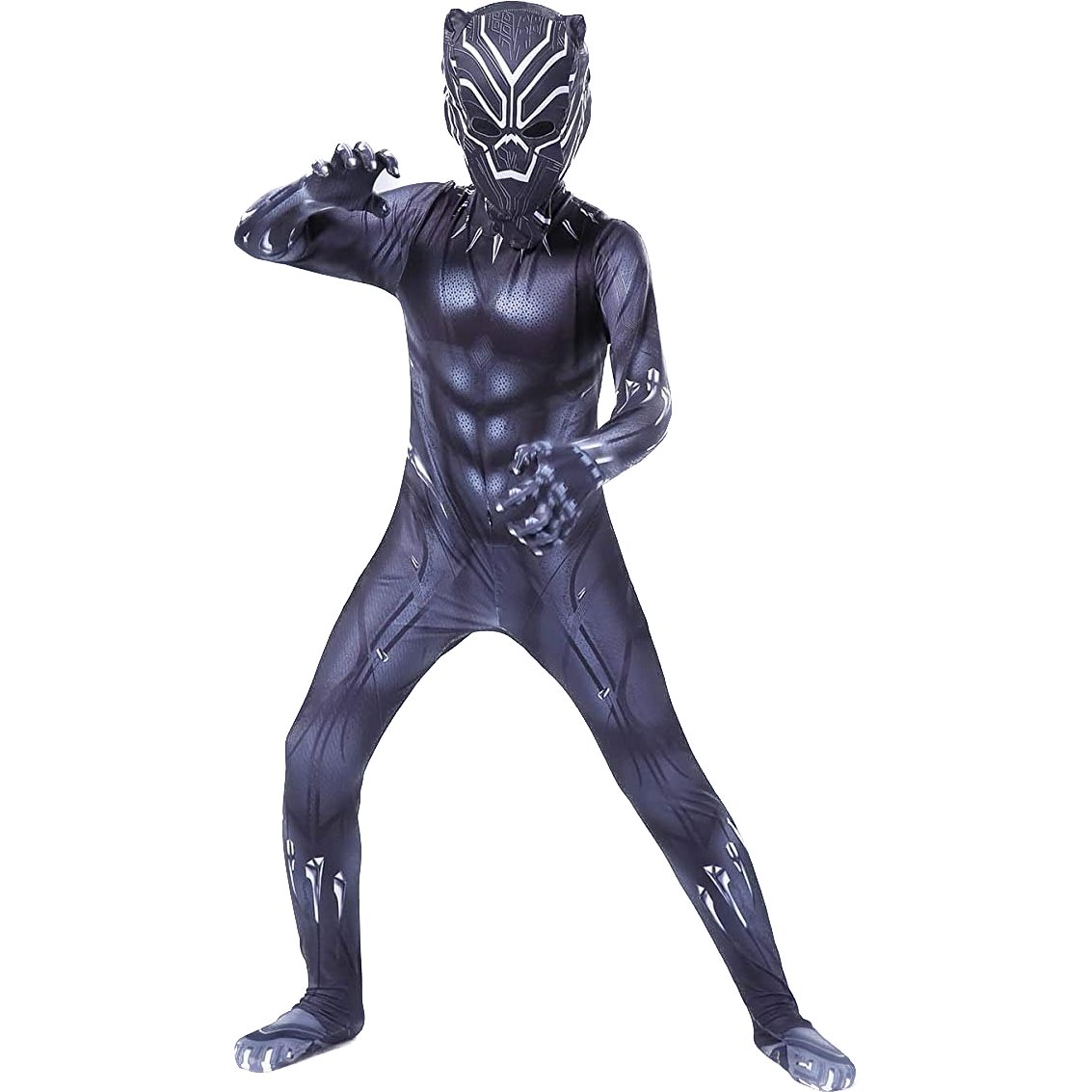Costum pentru copii Black Panther / Pantera Neagra, EvrikaUnity®, Premium Lycra 3D®, 7 - 8 ani, 150 cm, Negru - costumecarnaval - serbare.ro