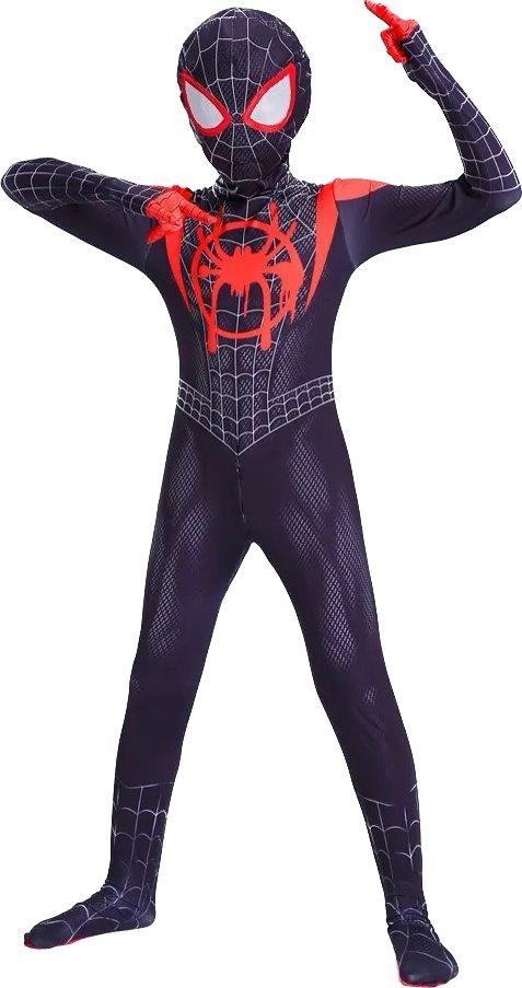 Costum Pentru Copii, Marvel, Spiderman, Miles Morales, Lycra, 3 - 4 ani, 105 - 115 cm, Negru/Rosu - costumecarnaval - serbare.ro