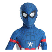 Costum pentru Copii, Spider - man devine Capitanul America, Set cu masca, Supererou, EvrikaUnity®, Premium Lycra 3D®, 7 - 8 ani, 150 cm, Albastru/ Rosu/ Alb - costumecarnaval - serbare.ro