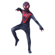 Costum Spider - man pentru Copii, Miles Morales, Multiverse, EvrikaUnity®, Premium Lycra 3D®, 4 - 5 ani, 120 cm, Negru/ Rosu - costumecarnaval - serbare.ro