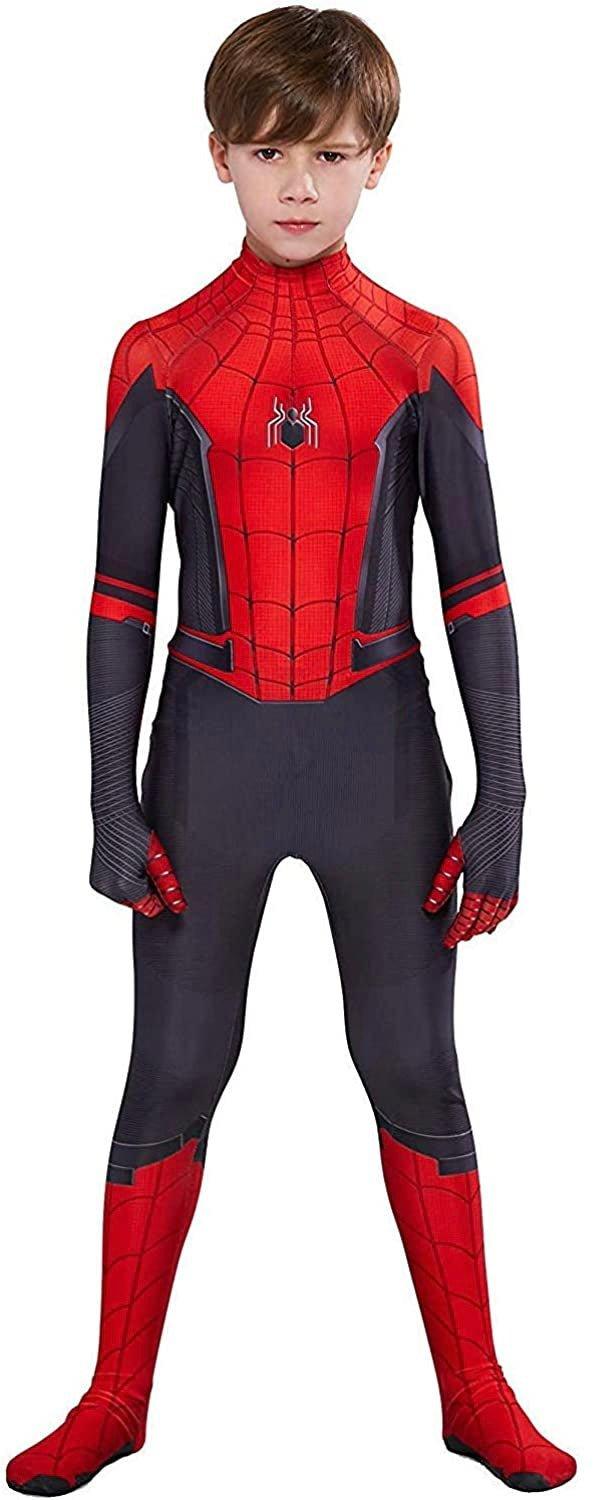 Costum Spiderman Copii, Marvel, Avengers, Lycra, 11 - 12 ani, 145 - 155, Rosu/ Negru - costumecarnaval - serbare.ro
