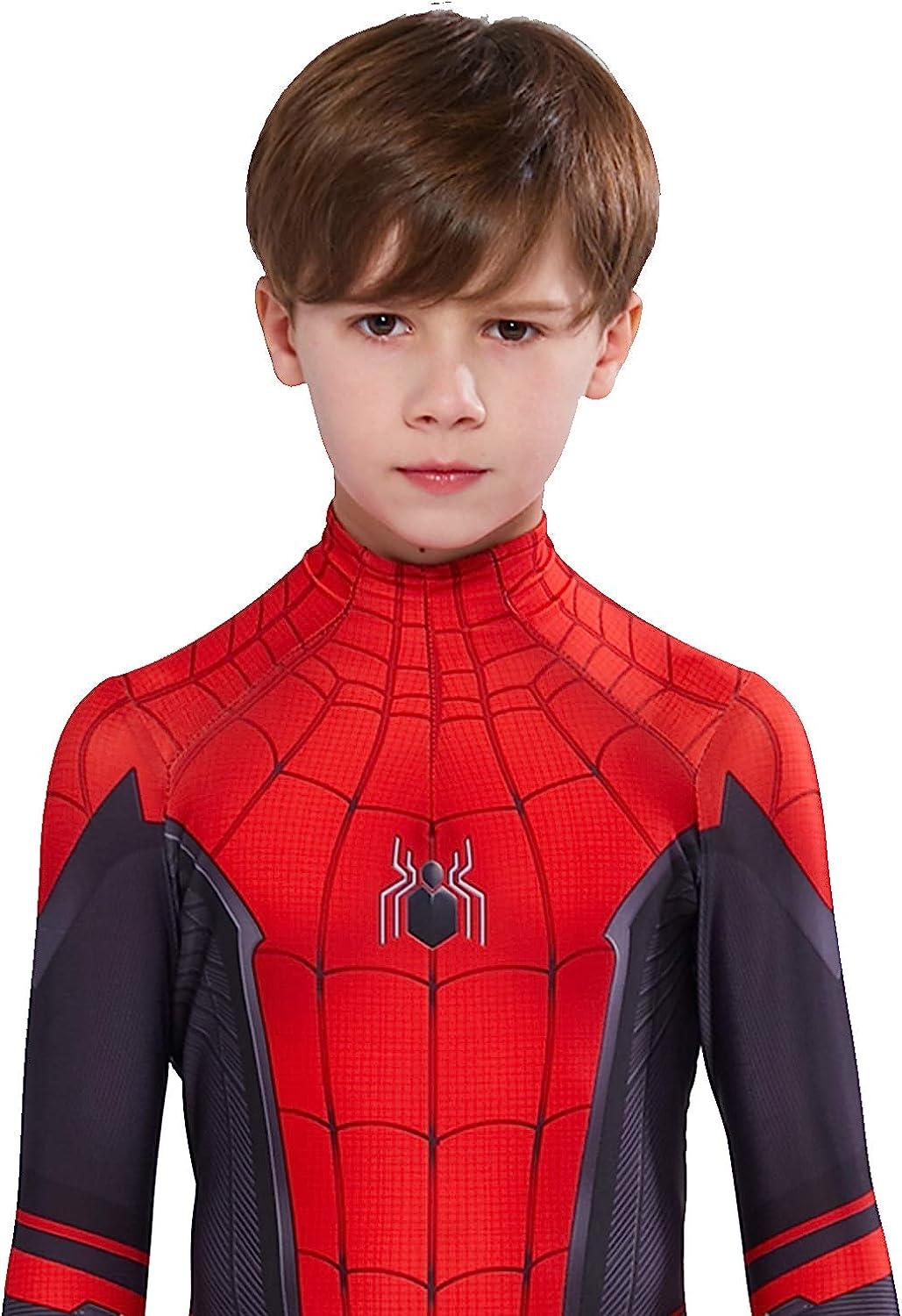 Costum Spiderman Copii, Marvel, Avengers, Lycra, 11 - 12 ani, 145 - 155, Rosu/ Negru - costumecarnaval - serbare.ro