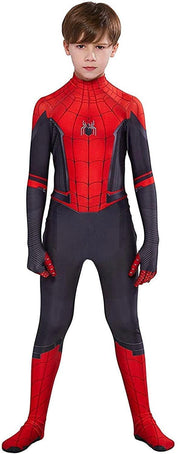 Costum Spiderman Copii, Marvel, Avengers, Lycra, 7 - 8 ani, 125 - 135, Rosu/ Negru - costumecarnaval - serbare.ro