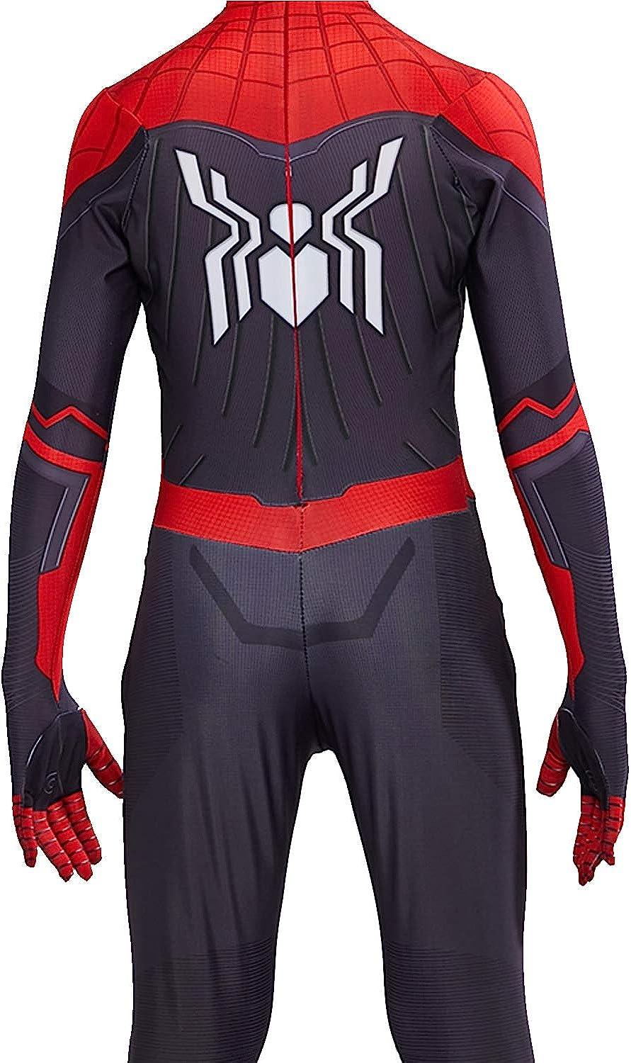 Costum Spiderman Copii, Marvel, Avengers, Lycra, 7 - 8 ani, 125 - 135, Rosu/ Negru - costumecarnaval - serbare.ro
