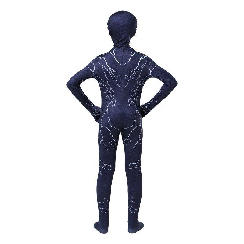 Costum Venom cu Fulgere pentru Copii, Set cu masca, Anti - Erou, Lycra, 4 - 5 ani, 120, Bleumarin/ Alb - costumecarnaval - serbare.ro
