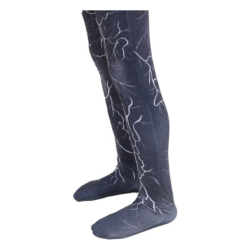 Costum Venom cu multe Fulgere pentru Copii, Set cu masca, Supererou, EvrikaUnity®, Premium Lycra 3D®, 3 - 4 ani, 110cm, Negru - costumecarnaval - serbare.ro