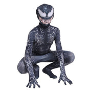 Costum Venom cu multe Fulgere pentru Copii, Set cu masca, Supererou, EvrikaUnity®, Premium Lycra 3D®, 3 - 4 ani, 110cm, Negru - costumecarnaval - serbare.ro