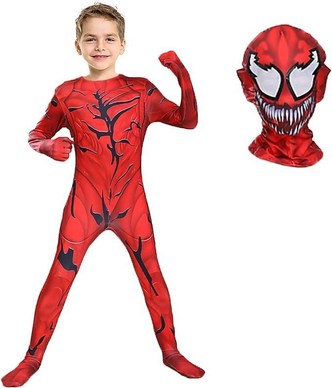 Costum Venom pentru Copii, Set cu masca, Super - Erou, Lycra, 6 - 7 ani, 140, Rosu/ Negru - costumecarnaval - serbare.ro