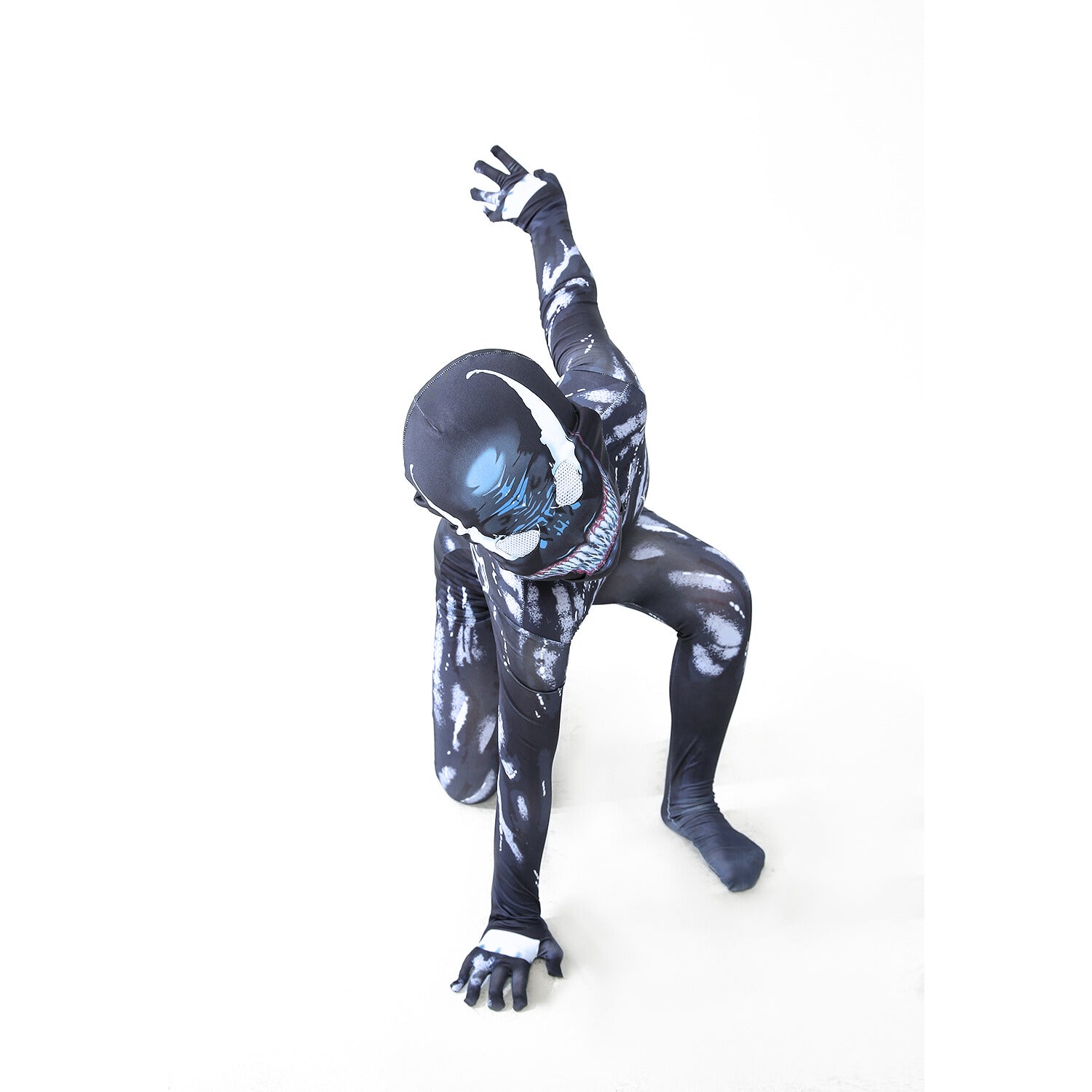 Costum Venom pentru Copii, Supererou, EvrikaUnity®, Premium Lycra 3D®, 5 - 6 ani, 130cm, Gri - costumecarnaval - serbare.ro