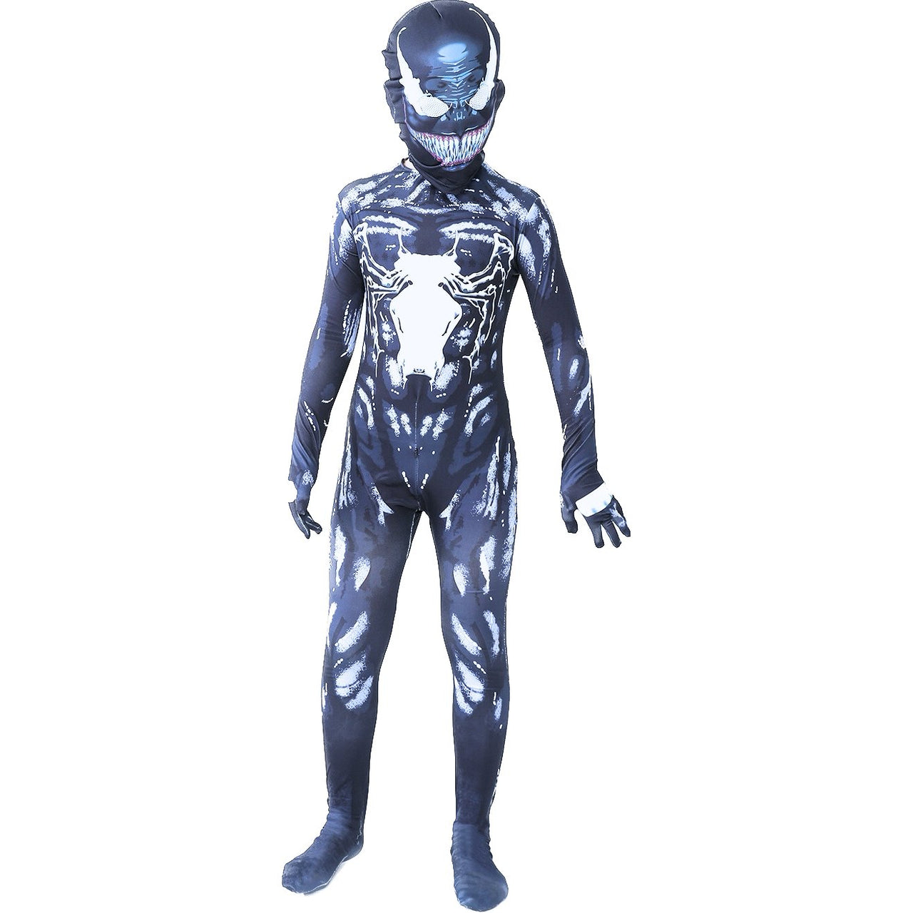Costum Venom pentru Copii, Supererou, EvrikaUnity®, Premium Lycra 3D®, 6 - 7 ani, 140cm, Gri - costumecarnaval - serbare.ro